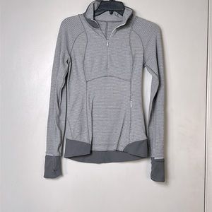 Lululemon Athletica White/Gray Stripe Activewear Jacket- Size 4